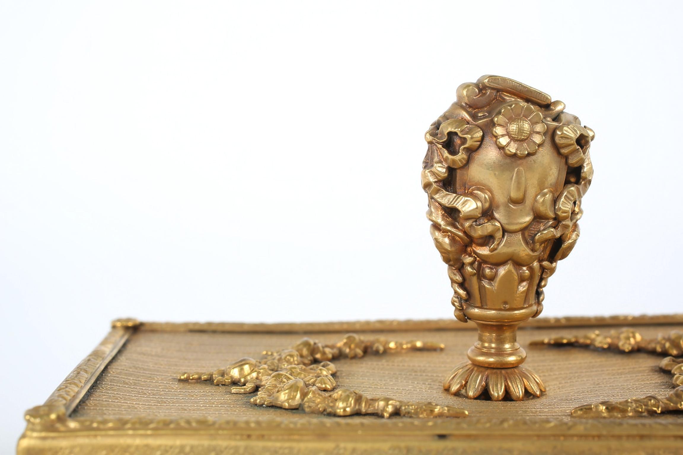 Ornately Gilt Gold Brass Desk Accessory Set In Good Condition In Tarry Town, NY