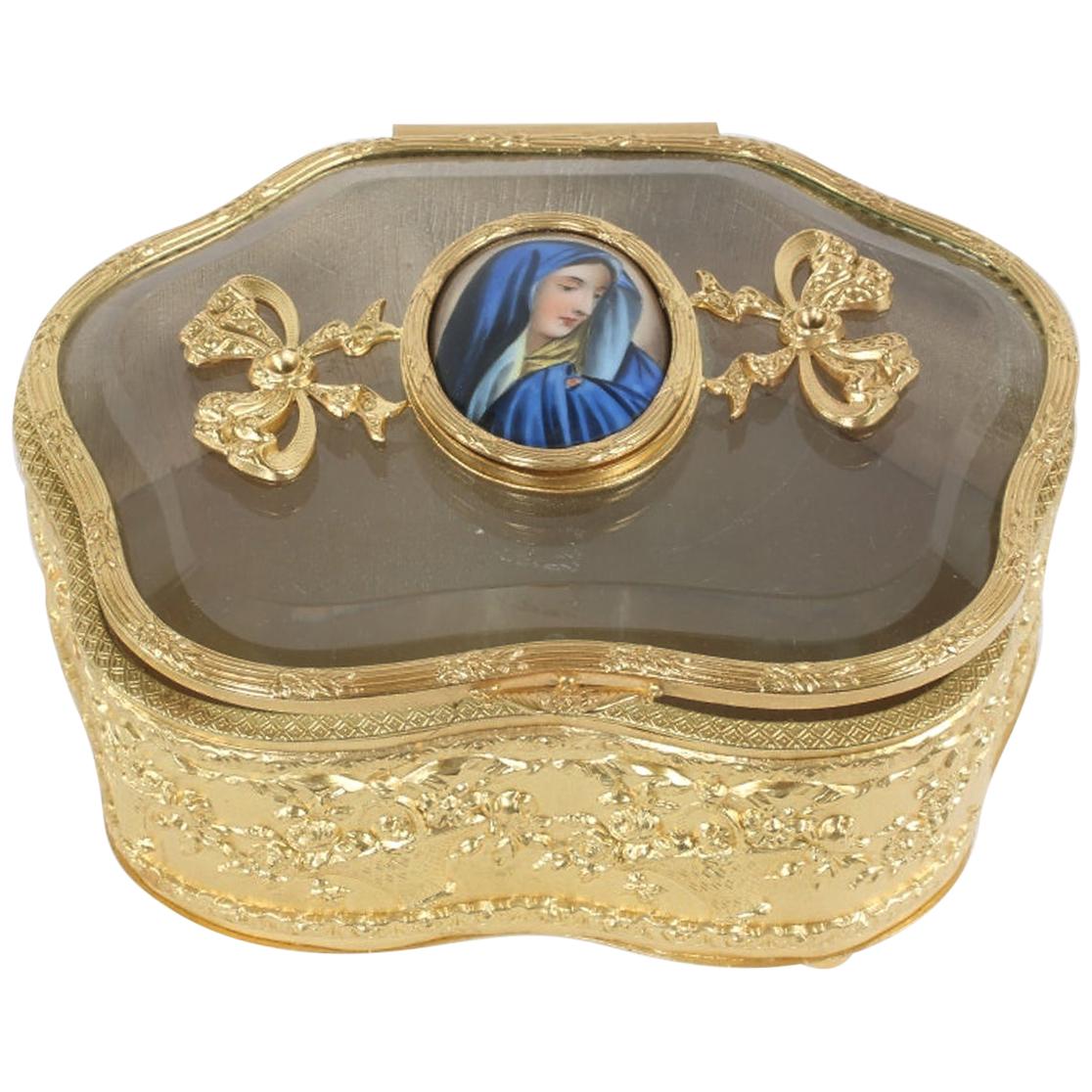 Ornately Gilt Gold Decorative Footed Vanity Box