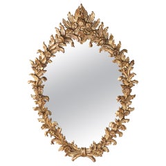 Ornately Giltwood Oval Hanging Wall Mirror