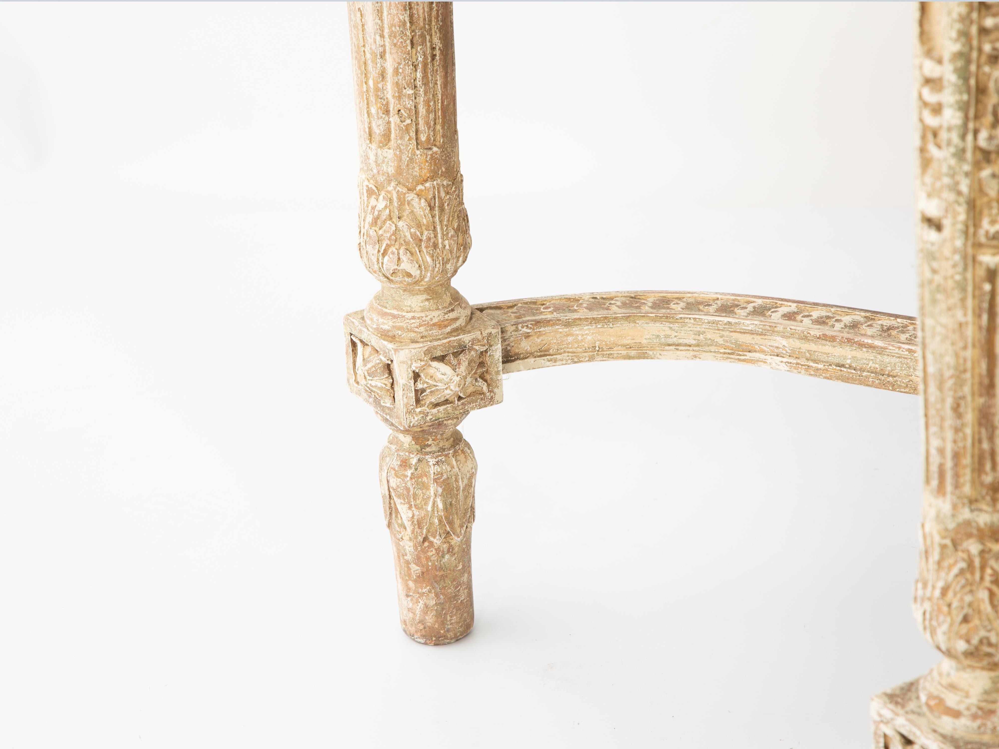 Ornately Hand-Carved 19th Century French Center Table or Console with Marble Top 2