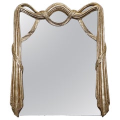 Ornately Hand Carved Antique Giltwood over Mantle Mirror Restored Lovely Find