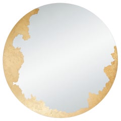Ornato Round L Wall Mirror with Gold Metal Leaf Finish by Deknudt Mirrors