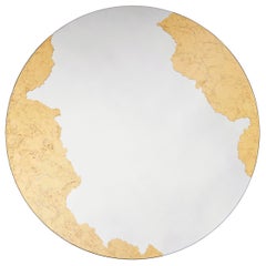 Ornato Round S Wall Mirror with Gold Metal Leaf Finish by Deknudt Mirrors