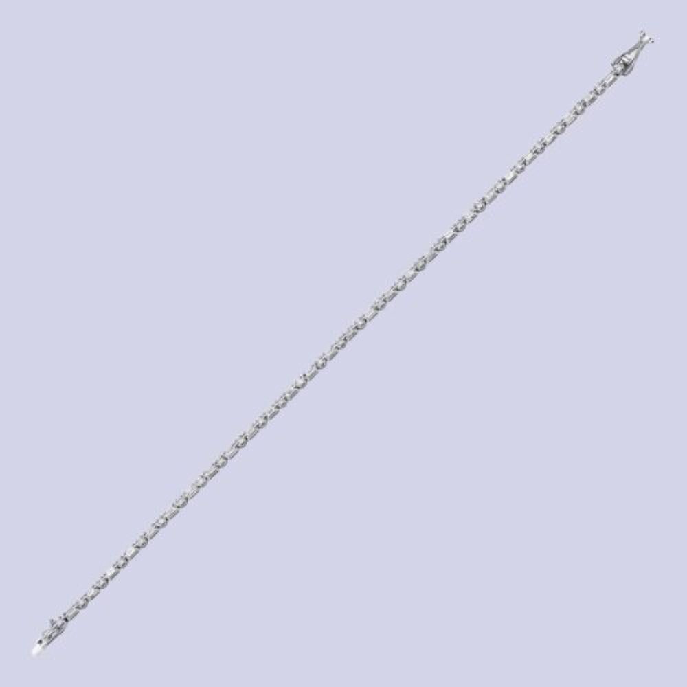 Modern 1.40ct Dainty Baguette Diamond Tennis Bracelet For Sale