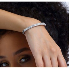 1.64ct Baguette Diamond Bangle Solid Gold Bracelet