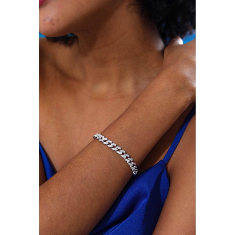 Pulsera de cadena de eslabones cubana con diamantes de 2,18 ct Moderno en venta