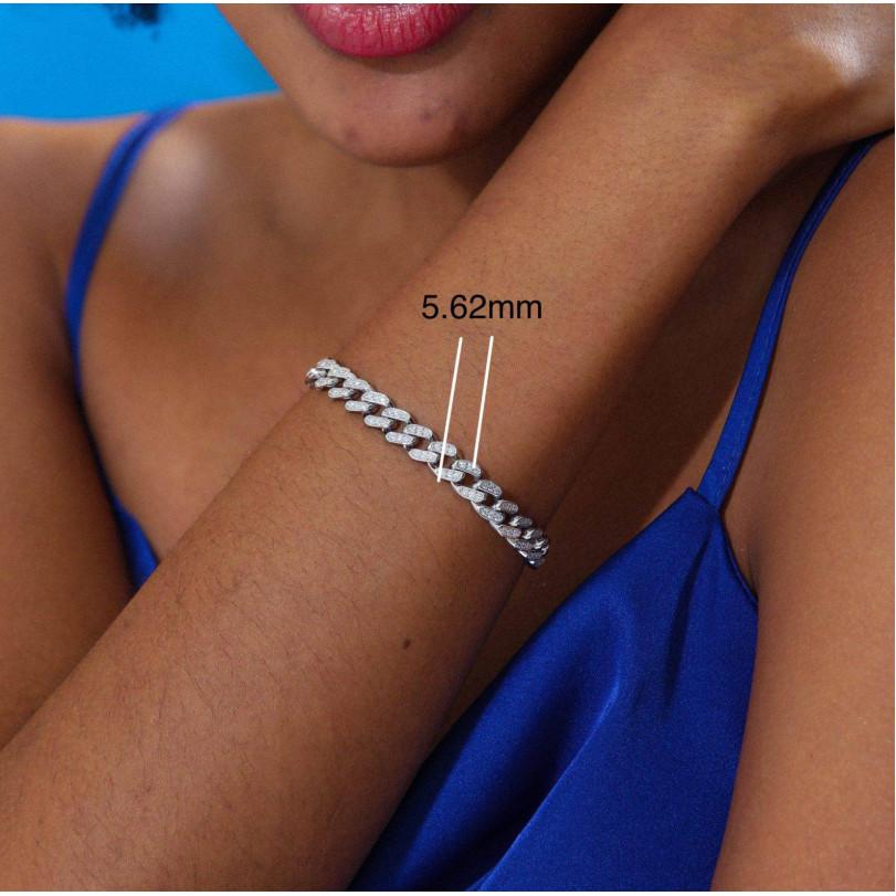 Pulsera de cadena de eslabones cubana con diamantes de 2,18 ct Corte redondo en venta