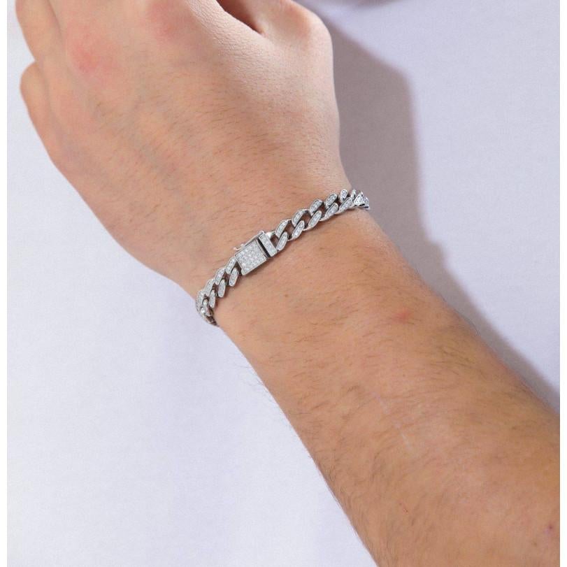 Pulsera de cadena de eslabones cubana con diamantes de 2,18 ct en Bastante bueno estado para la venta en Fatih, 34