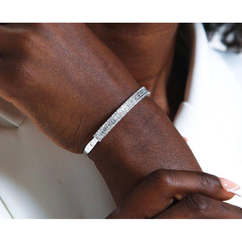 De las mujeres Pulsera de oro macizo con diamantes baguette de 2,40 ct en venta