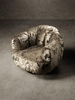 Fauteuil Ornella en tissu texturé à motifs de plantes Java