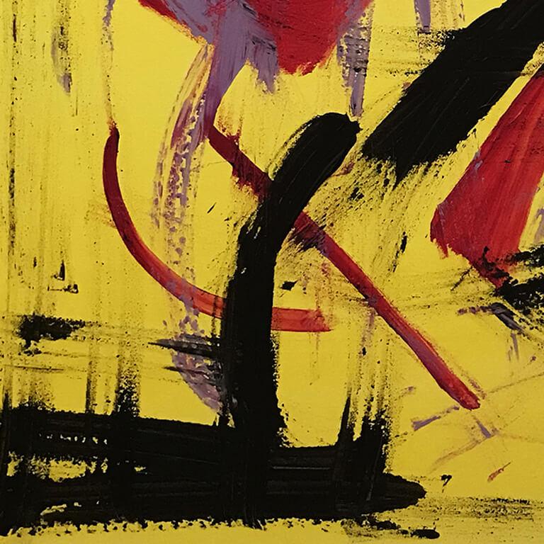 Frenesia ritmica - Yellow Abstract Painting by Ornella Uboldi