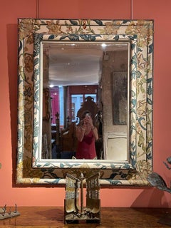 Ornamental Mirror Covered in Antique French Embroideries