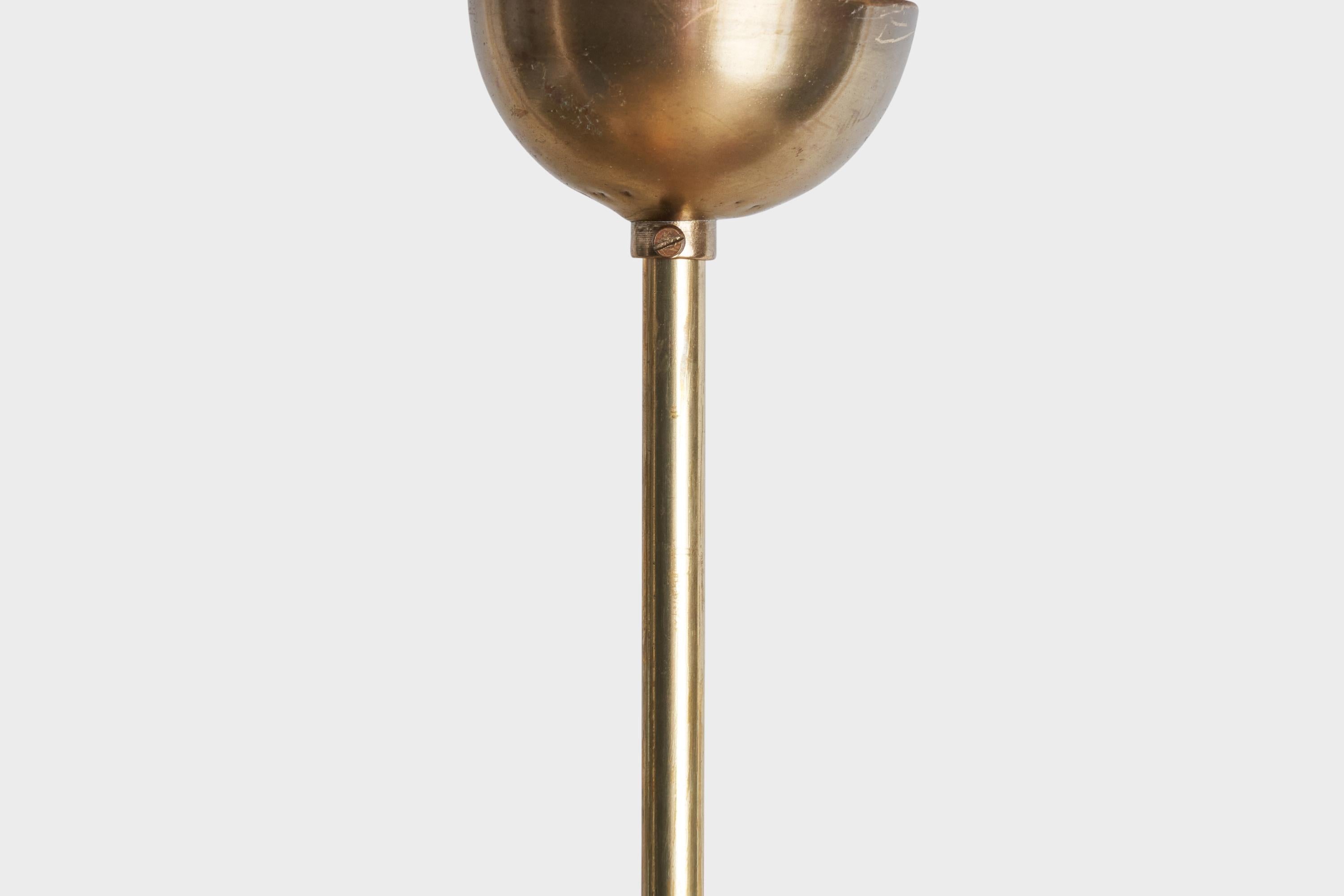 Ornö, Chandelier, Brass, Birch, Reed, Finland, 1930s For Sale 2