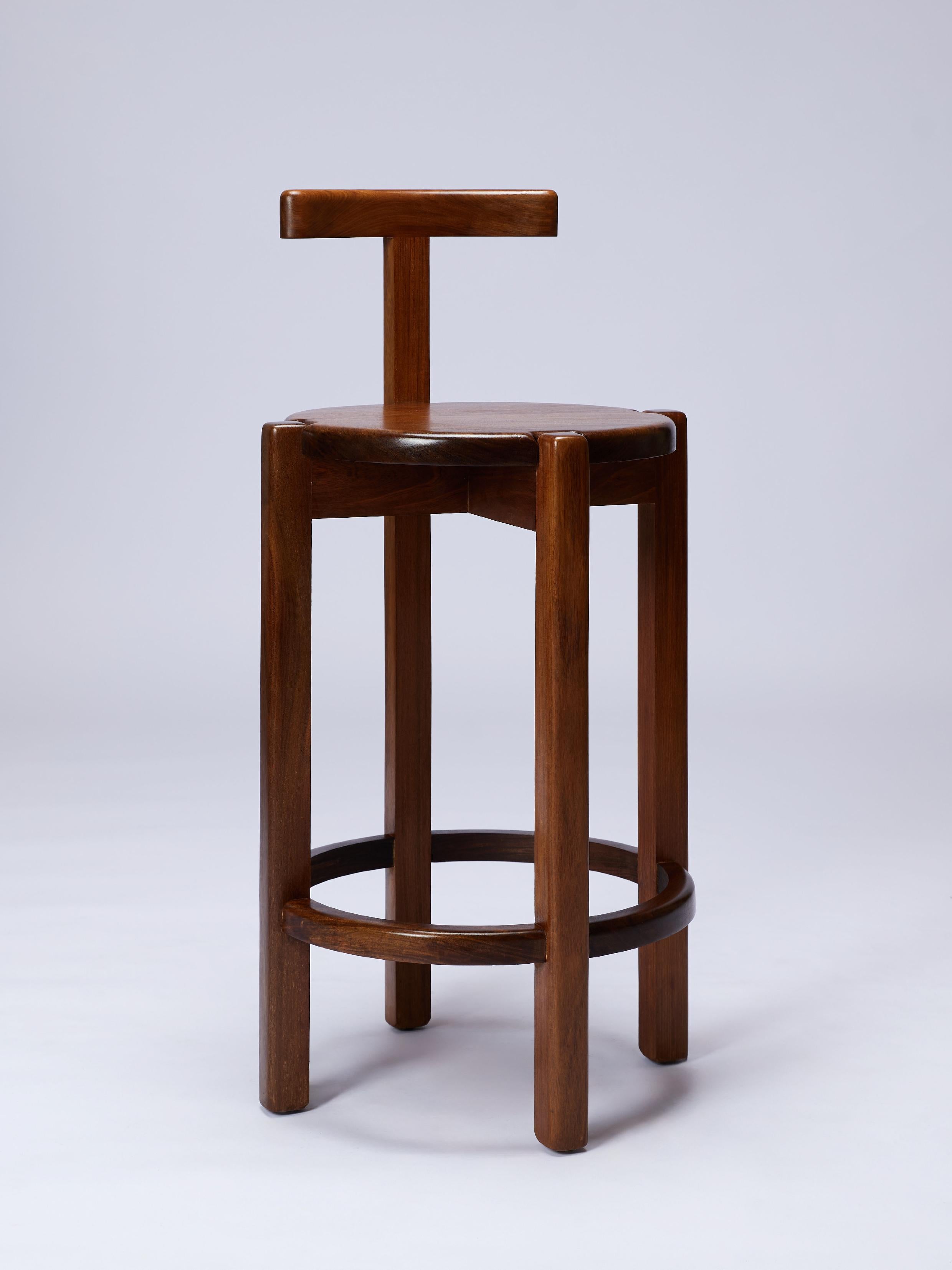 Argentine ORNO Contemporary Bar Stool in Solid Hardwood by Ries For Sale