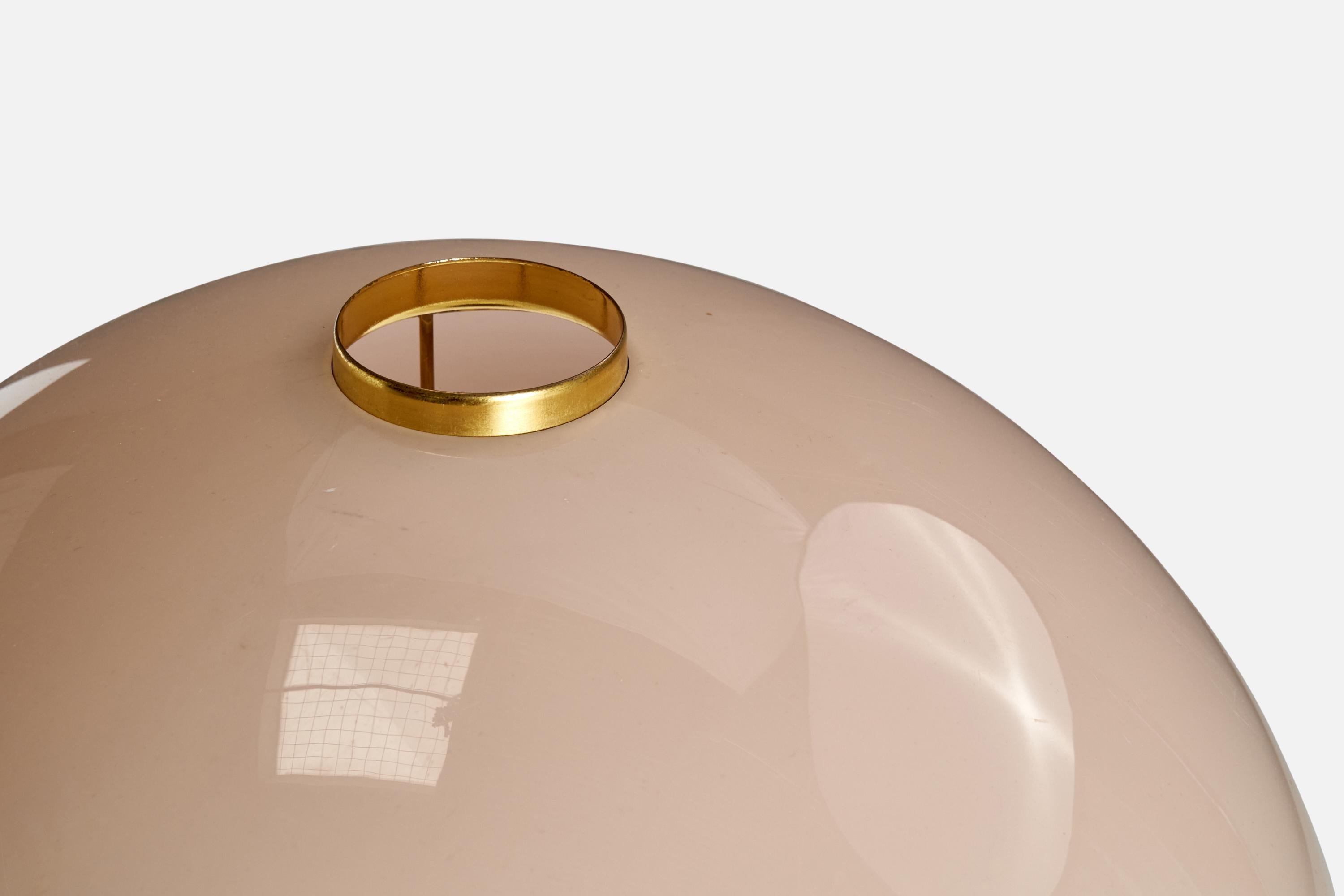 Finnish Heikki Turunen, Table Lamp, Acrylic, Brass, Leather, Finland, 1978 For Sale