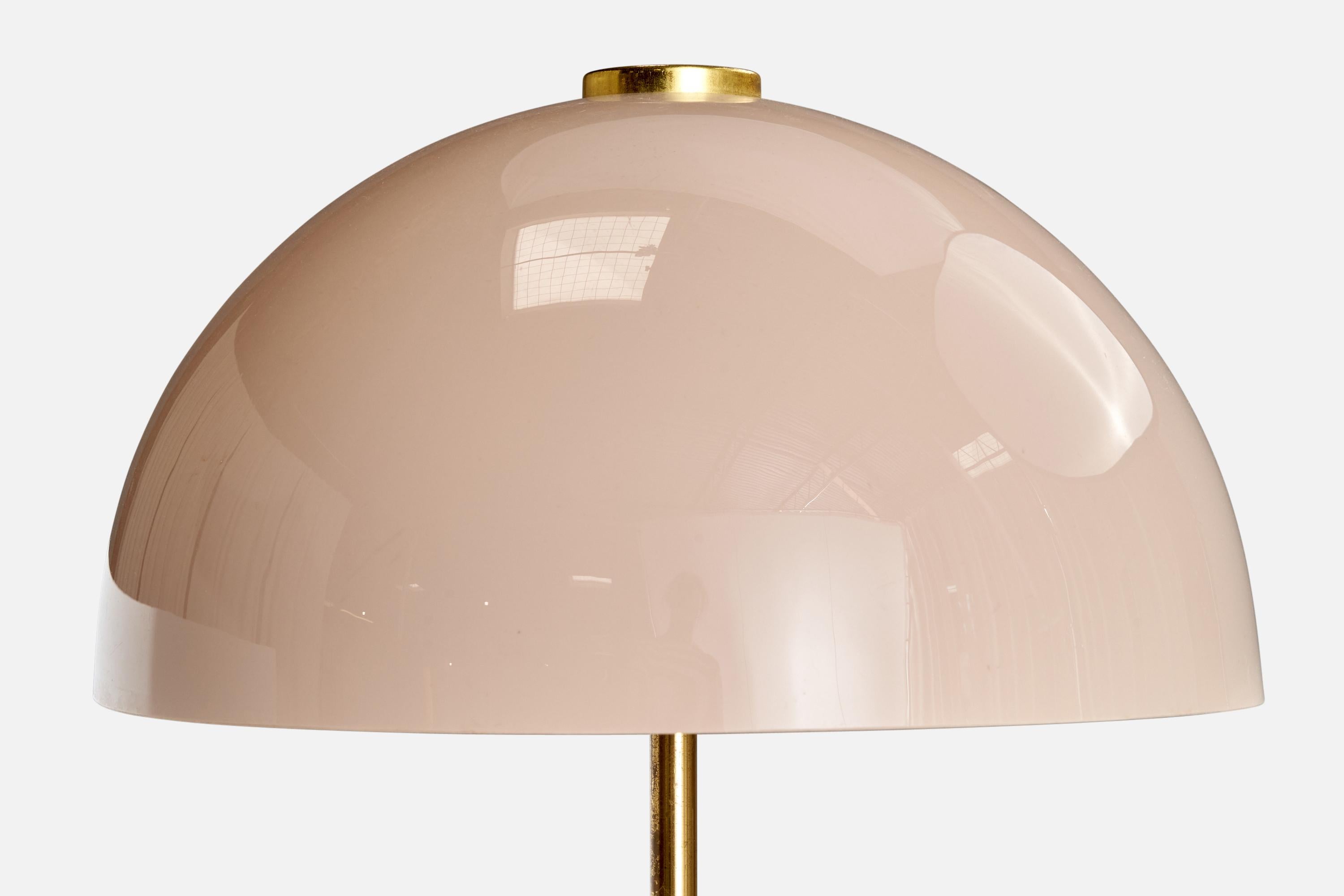 Heikki Turunen, Table Lamp, Acrylic, Brass, Leather, Finland, 1978 In Good Condition For Sale In High Point, NC