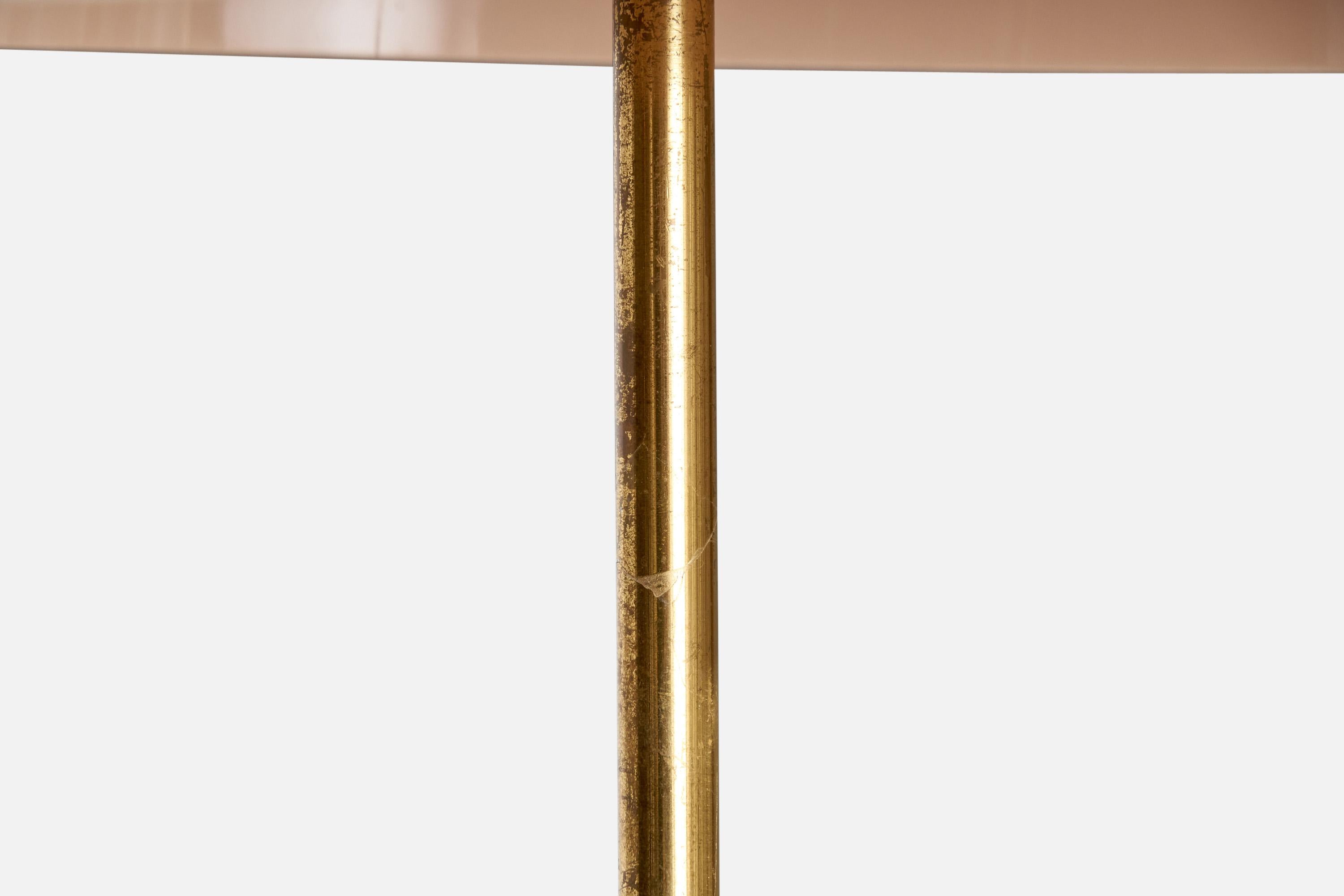 Late 20th Century Heikki Turunen, Table Lamp, Acrylic, Brass, Leather, Finland, 1978 For Sale