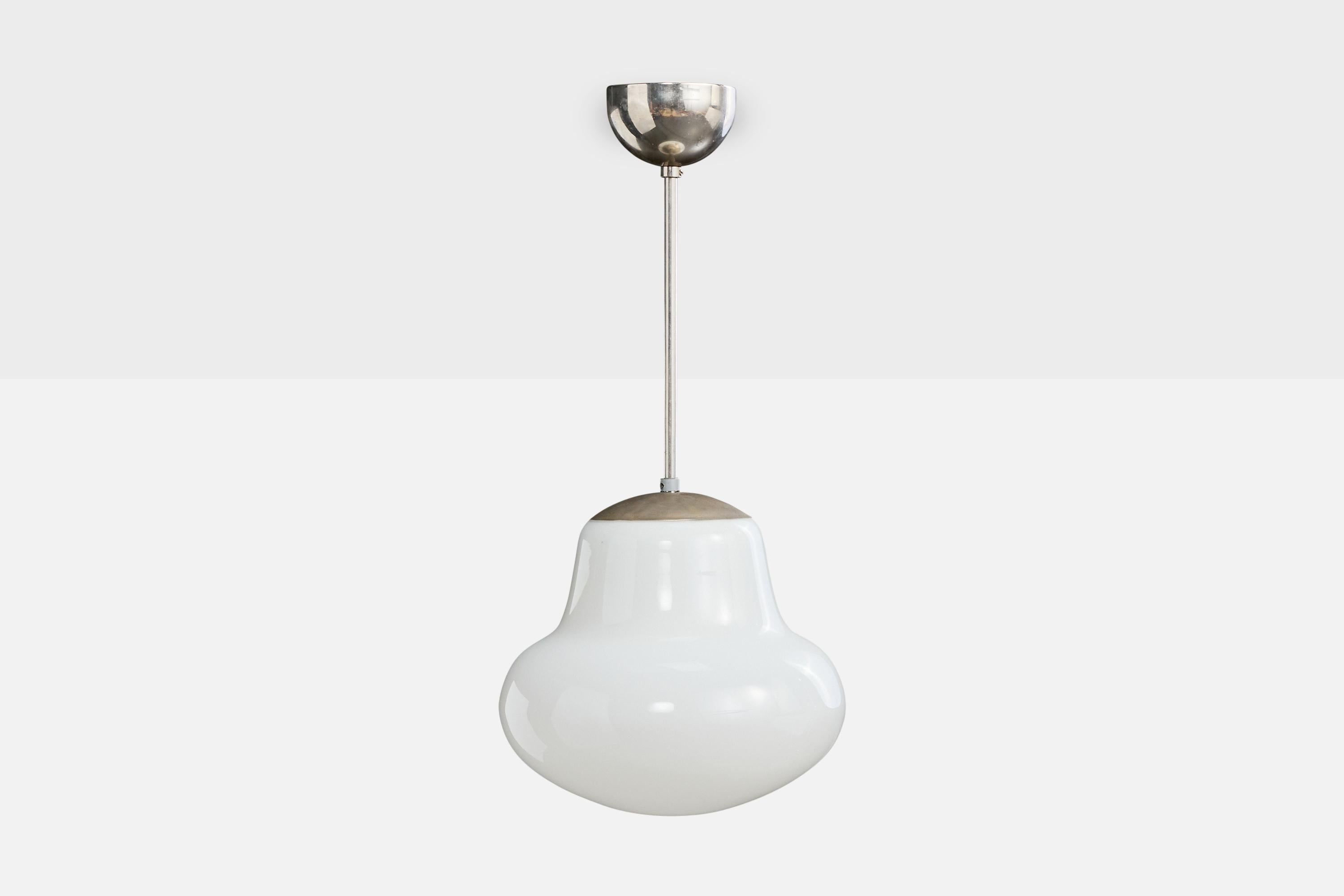 Orno, Pendelleuchte, Glas, Chrom, Finnland, 1930er Jahre (Moderne der Mitte des Jahrhunderts) im Angebot