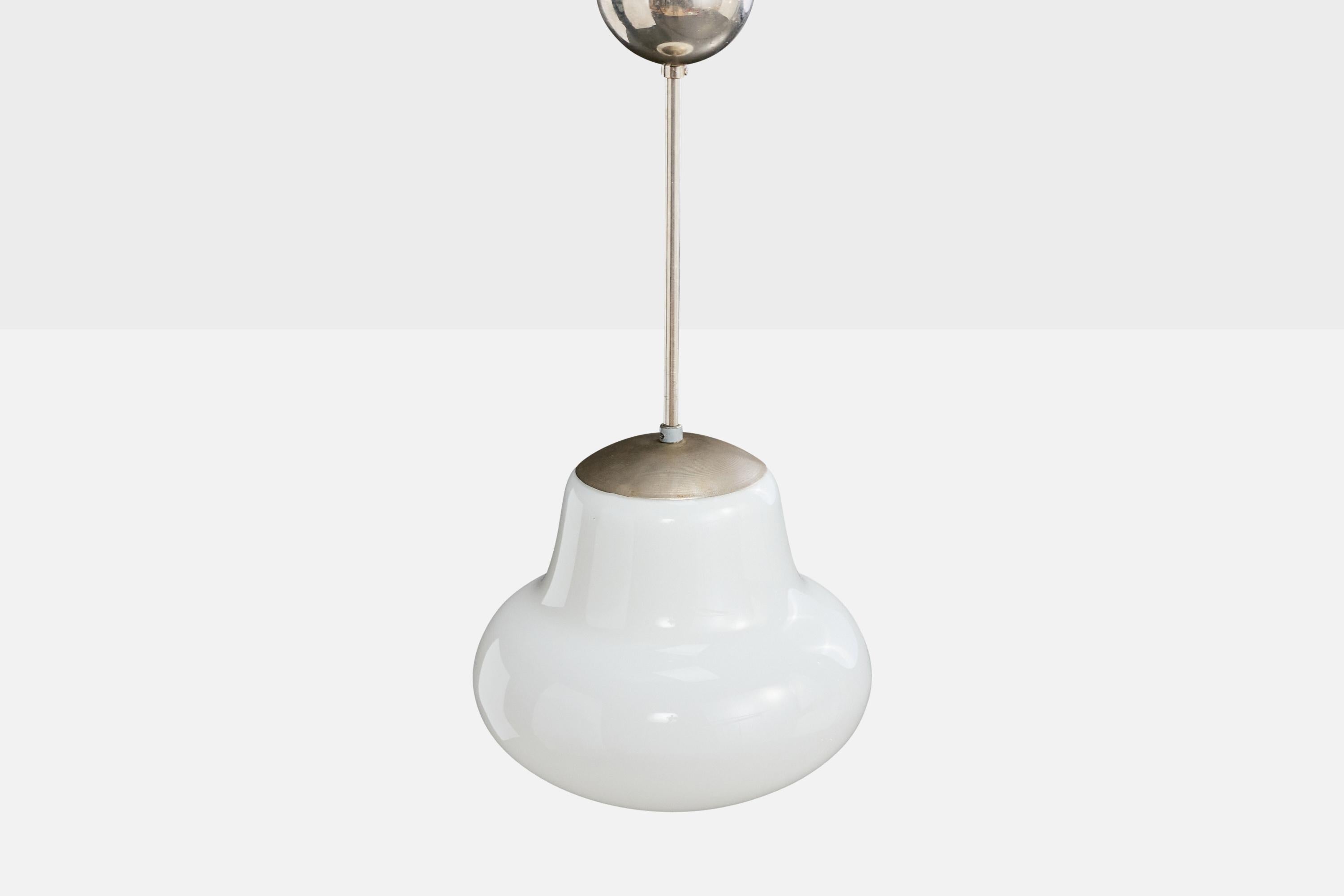 Orno, Pendelleuchte, Glas, Chrom, Finnland, 1930er Jahre (Finnisch) im Angebot