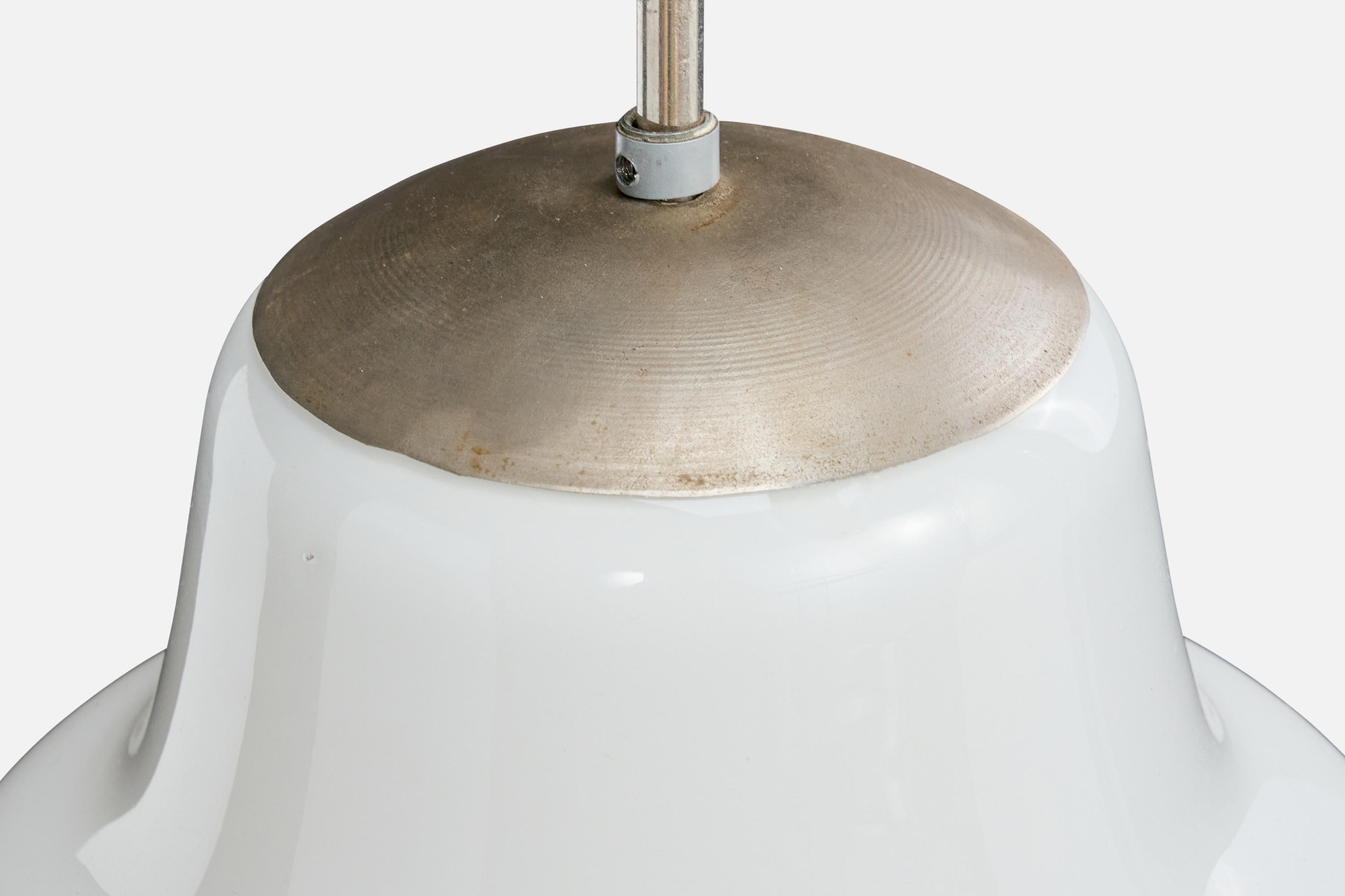 Orno, Pendelleuchte, Glas, Chrom, Finnland, 1930er Jahre (Mitte des 20. Jahrhunderts) im Angebot