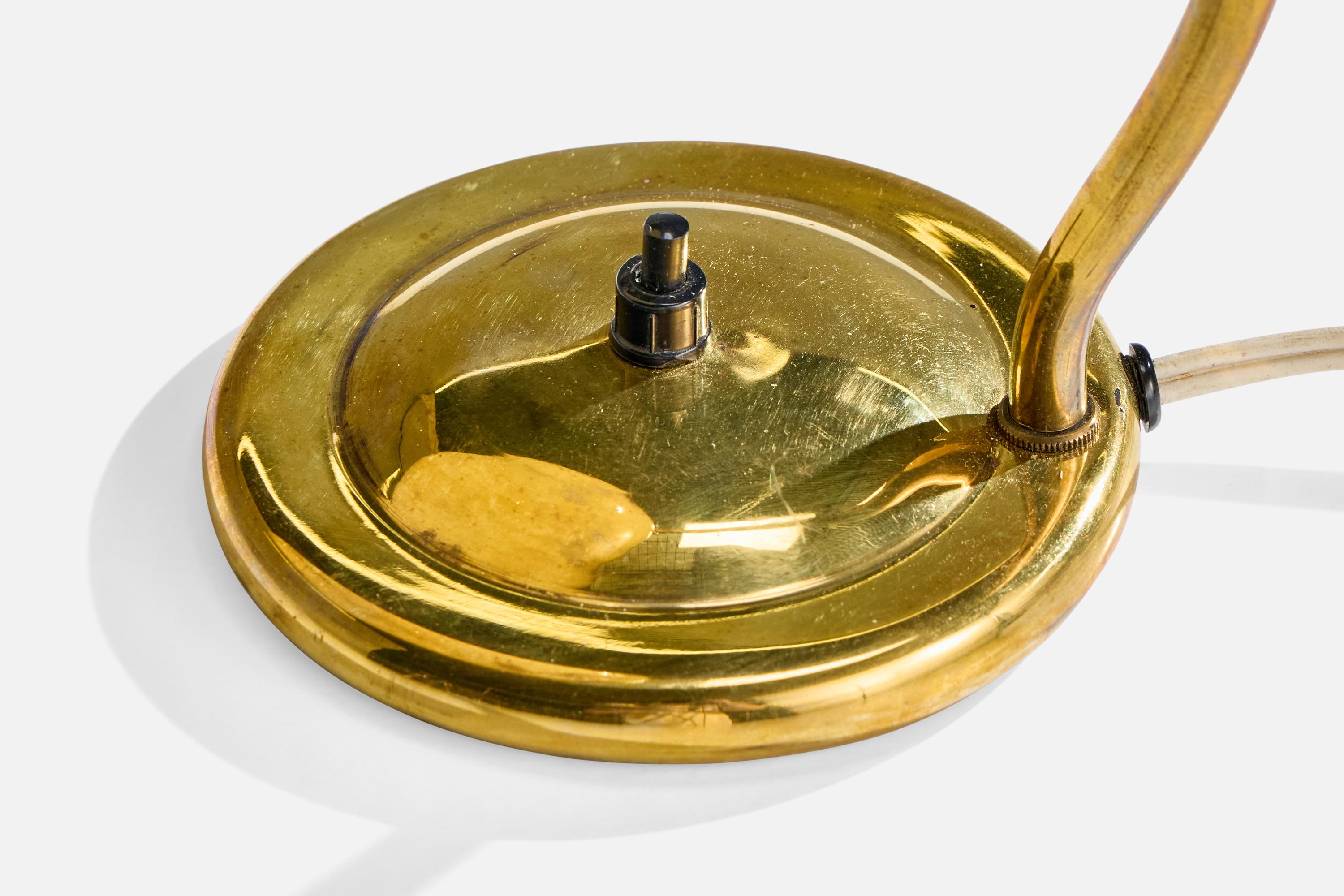 Orno, Tischlampe, Messing, Glas, Finnland, 1950er Jahre 2