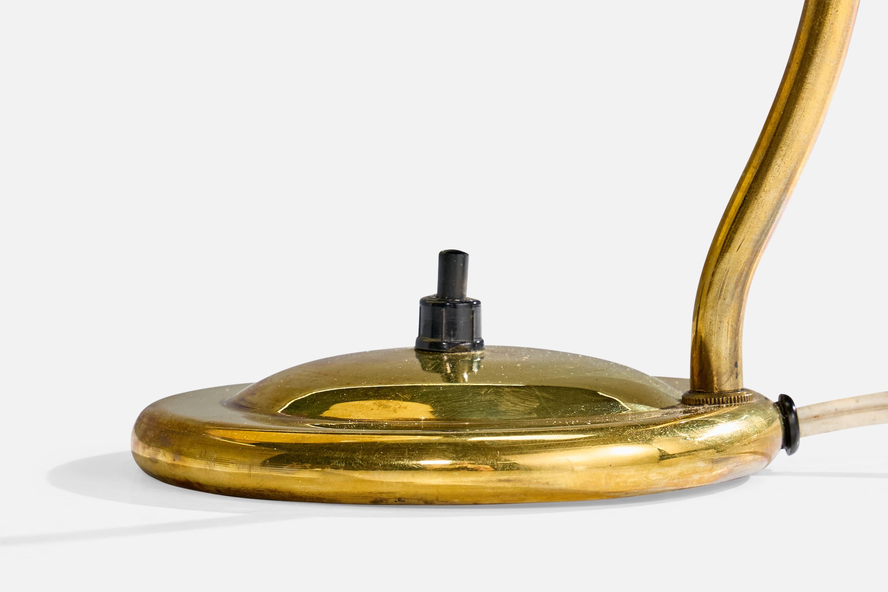 Orno, Tischlampe, Messing, Glas, Finnland, 1950er Jahre 3