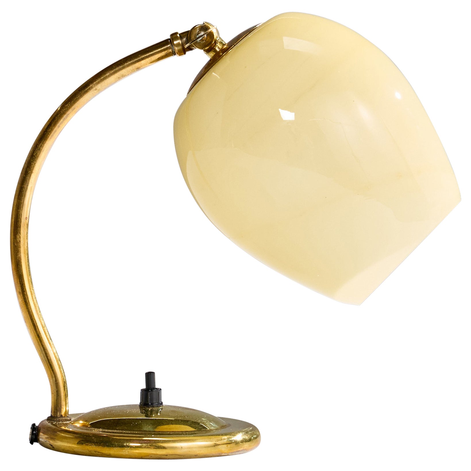 Orno, Tischlampe, Messing, Glas, Finnland, 1950er Jahre