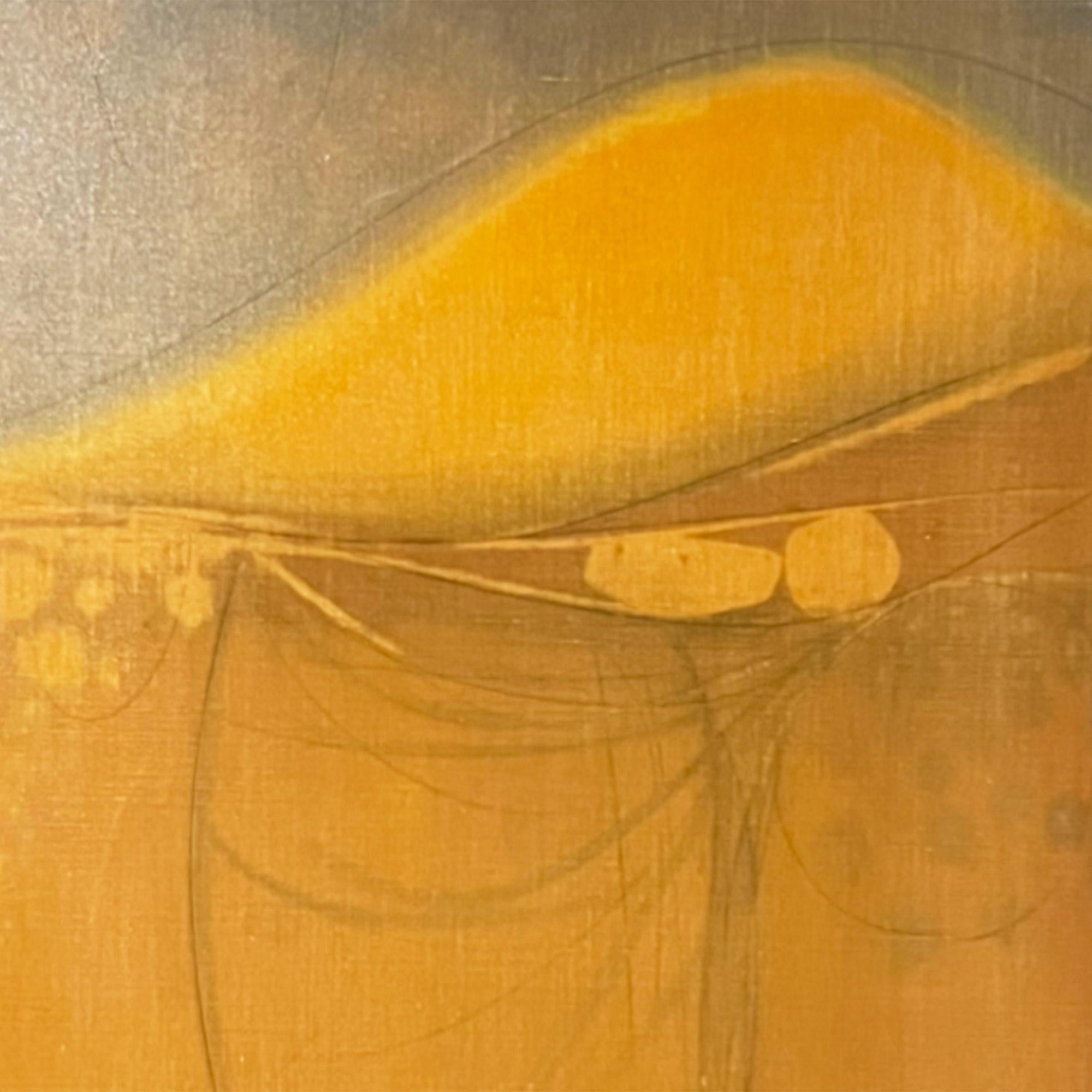 „Ornos“ 1964, Öl und Bleistift auf Leinwand von Michael Snow, signiert Verso (Britisch) im Angebot
