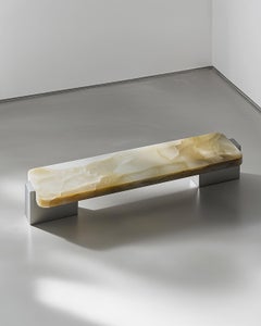 ORO Bench, Solid Onyx and Aluminum Architectural Designer Seating