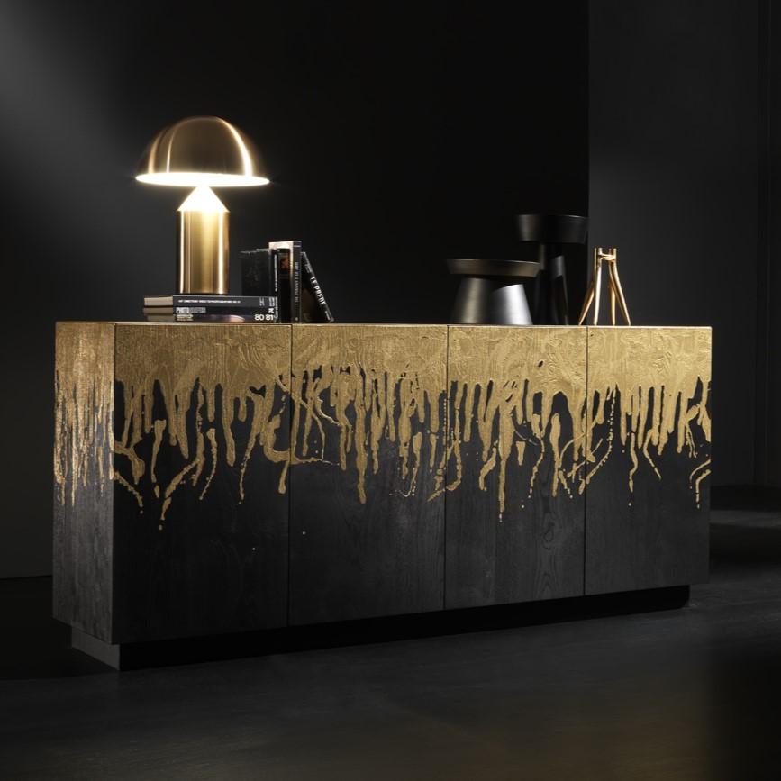 Oro Colato Credenza by Francesco Profili
Dimensions: W 200 x D 50 x H 95 cm 
Materials: Plywood veneered with oak

This piece of furniture is more than just a simple furnishing accessory; it is an authentic work of art that will capture the gaze and