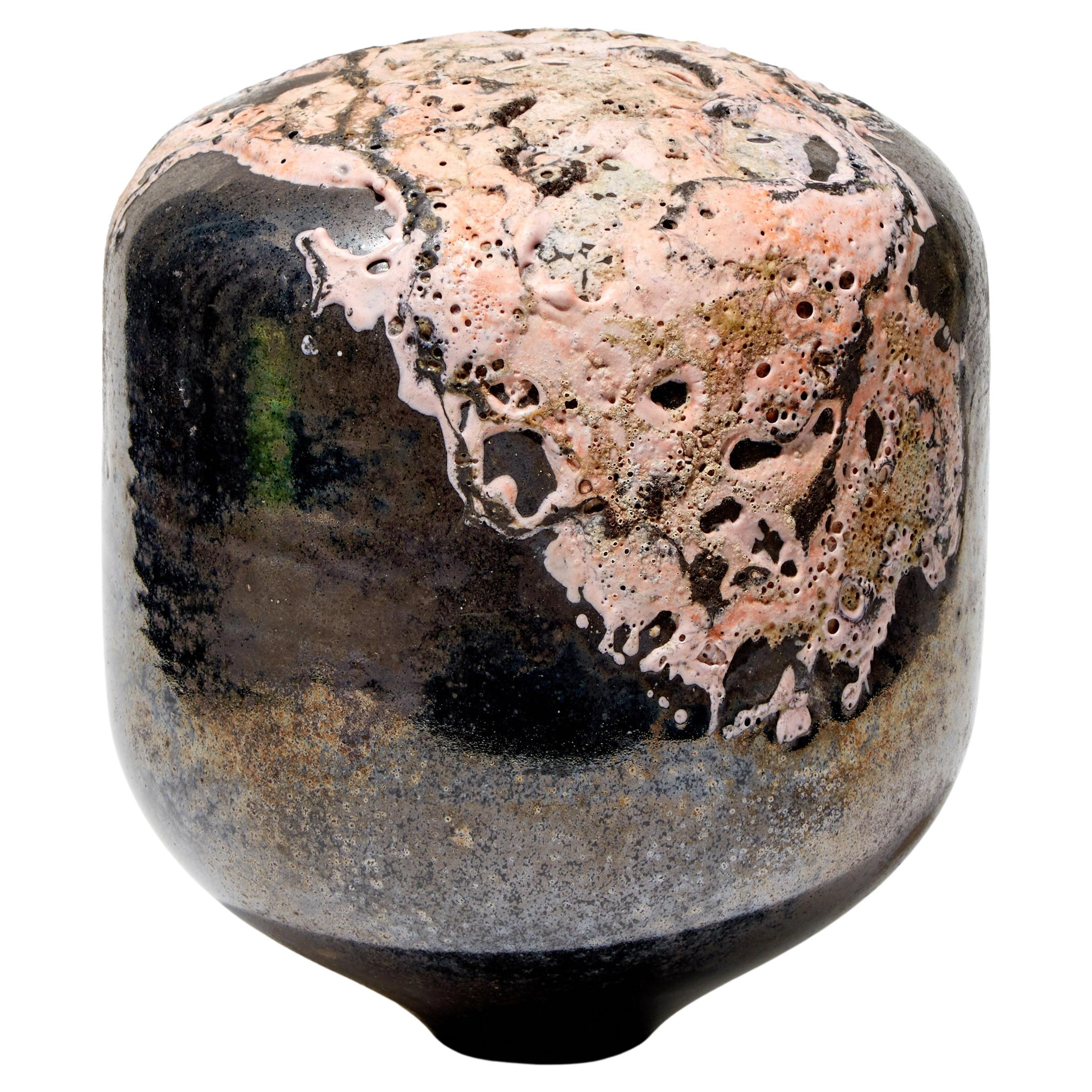  Oro in Pink I, a Black & Soft Pink Abstract Glass Sculpture by Morten Klitgaard For Sale