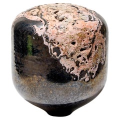  Oro in Pink I, a Black & Soft Pink Abstract Glass Sculpture by Morten Klitgaard