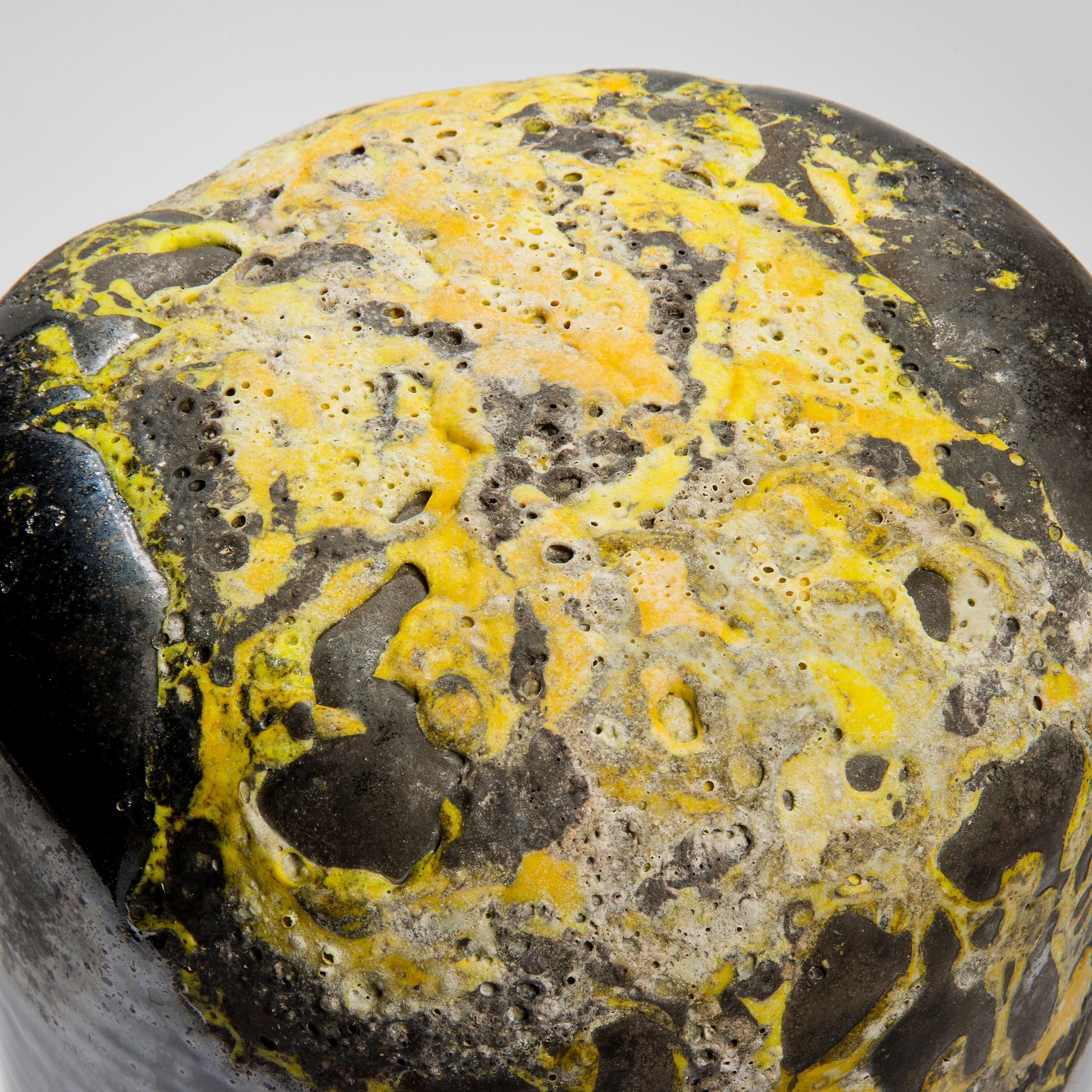 Organic Modern Oro in Yellow I, Unique Yellow & Slate Grey Glass Sculpture by Morten Klitgaard For Sale