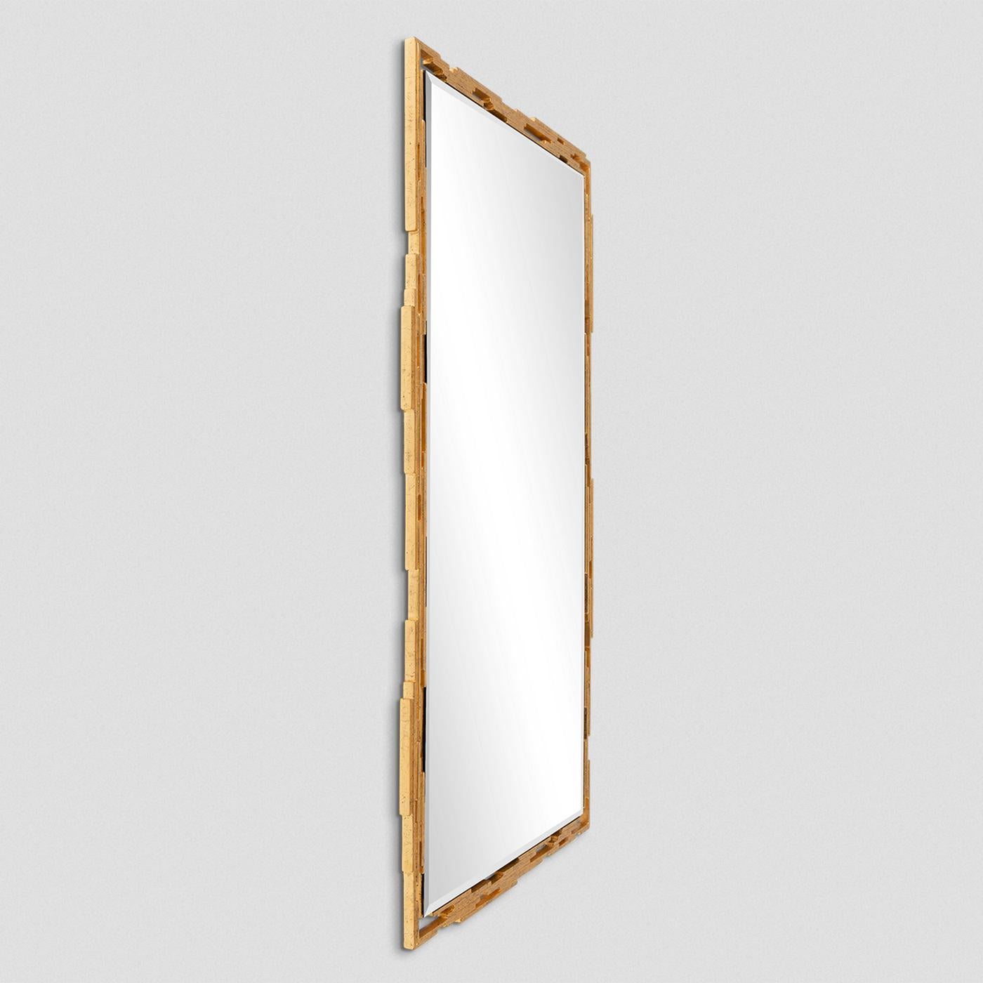 Mirror Oro Rods with hand-carved solid mahogany wood 
frame in antique gold finish, with beveled clear mirror glass.
Also available on request in:
L 104 x D 4 xH 168cm, price: 8500,00€
L 91 x D 4 xH 150cm, price: 6900,00€.