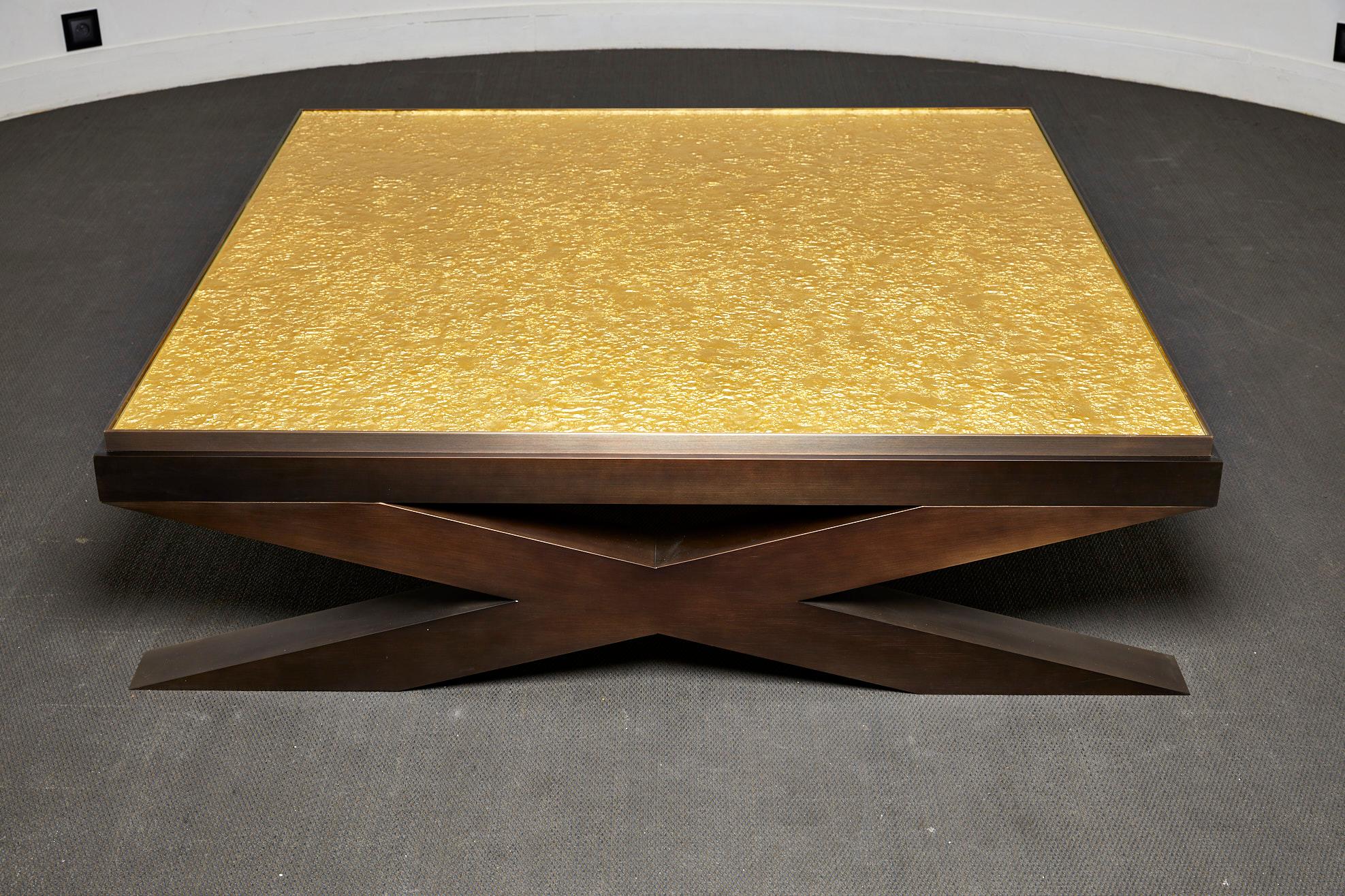 Patinated Coffee Table, ORO by Reda Amalou, Collectible Design, Gallery Collection For Sale