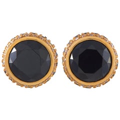 Oro Trend 18 Karat Gold 1.07 Carat White/Black Diamond and Onyx Stud Earrings