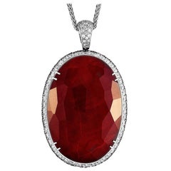 Oro Trend 18 Karat Gold 6.19 Carat White/Black Diamond and Carnelian Necklace