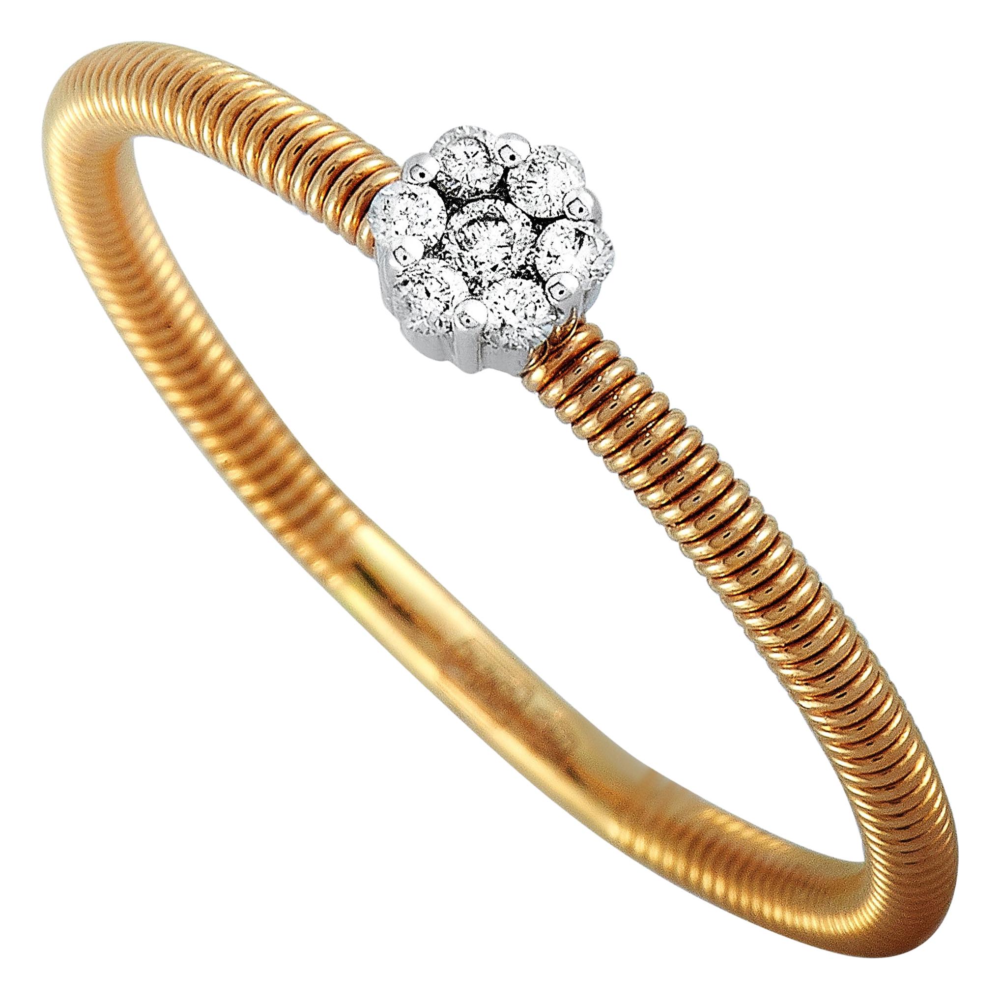 Oro Trend 18 Karat Rose and White Gold 0.06 Carat Diamond Ring