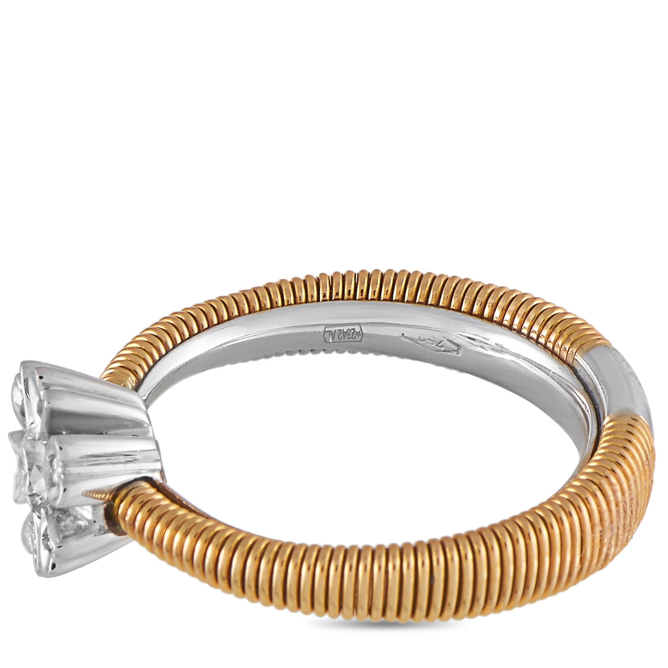 Oro Trend 18 Karat Rose and White Gold 0.28 Carat Diamond Ring 1