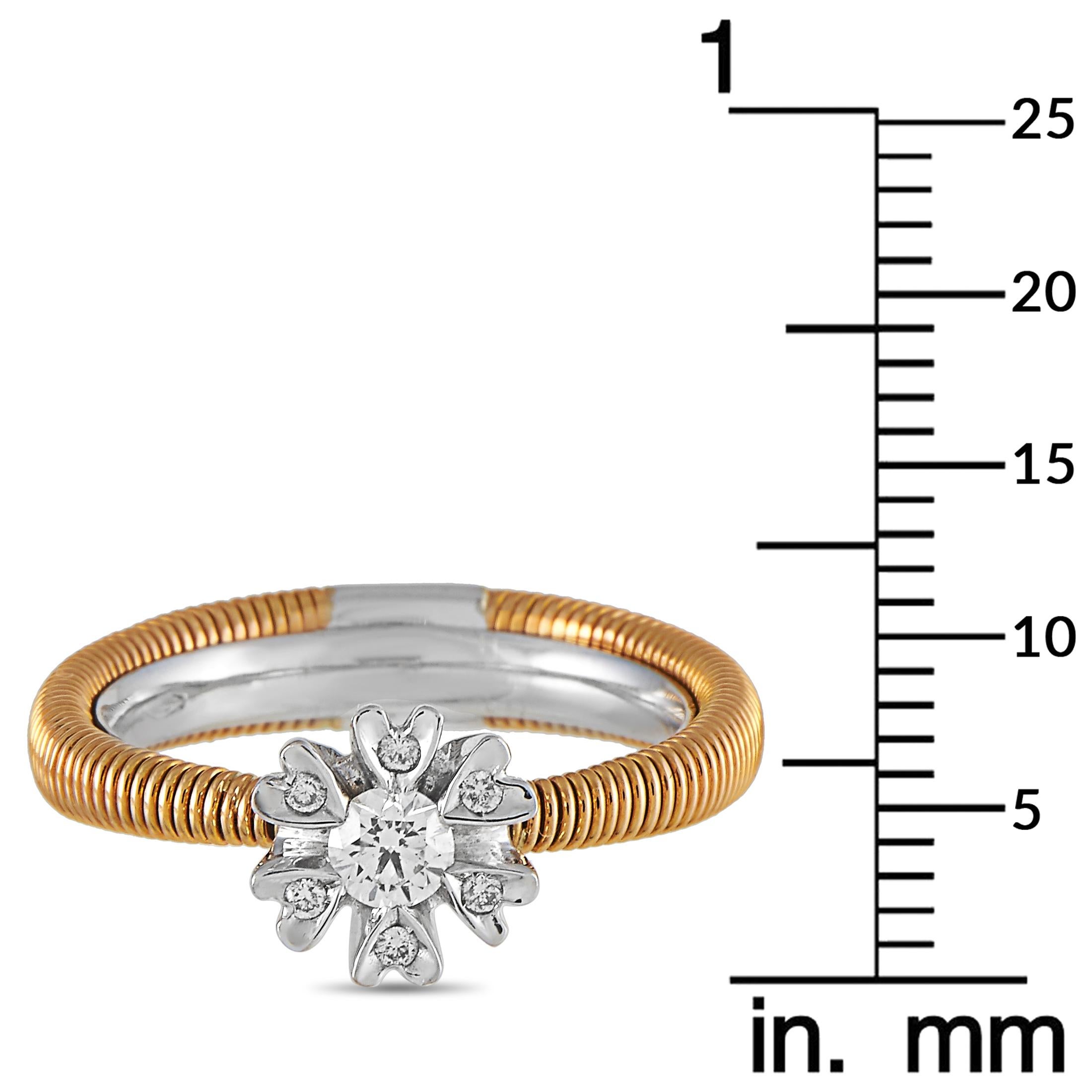 Oro Trend 18 Karat Rose and White Gold 0.28 Carat Diamond Ring 2