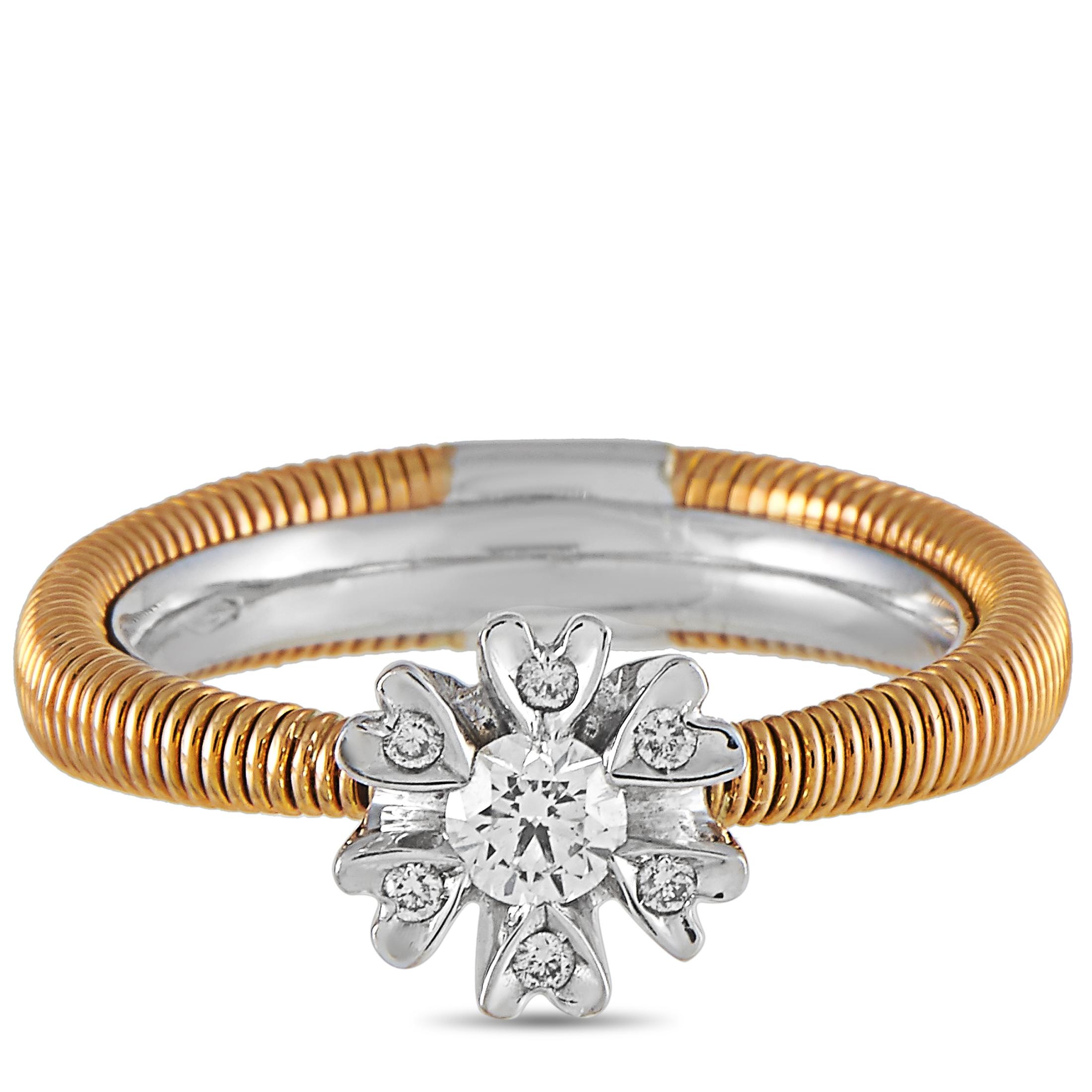 Oro Trend 18 Karat Rose and White Gold 0.28 Carat Diamond Ring 3