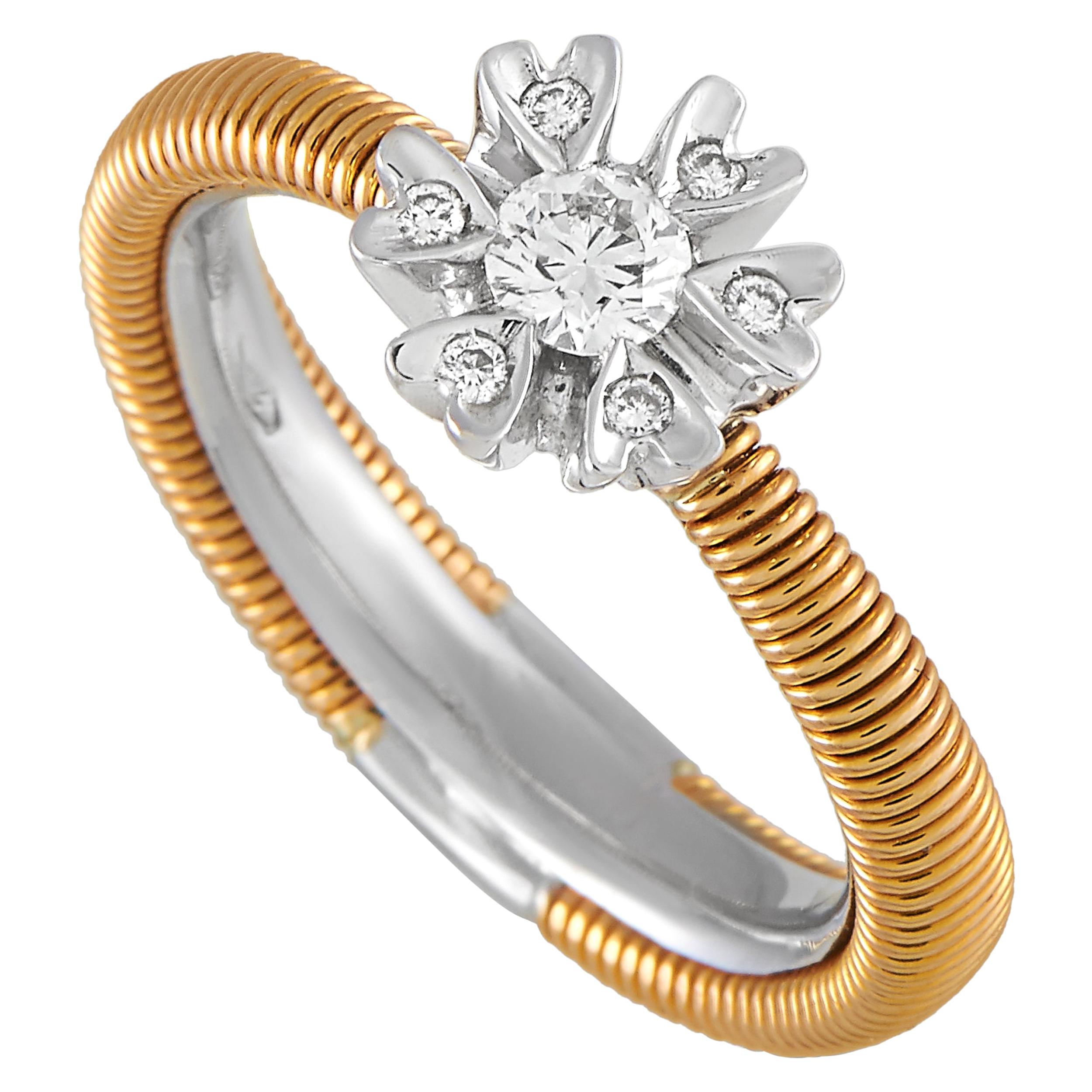 Oro Trend 18 Karat Rose and White Gold 0.28 Carat Diamond Ring