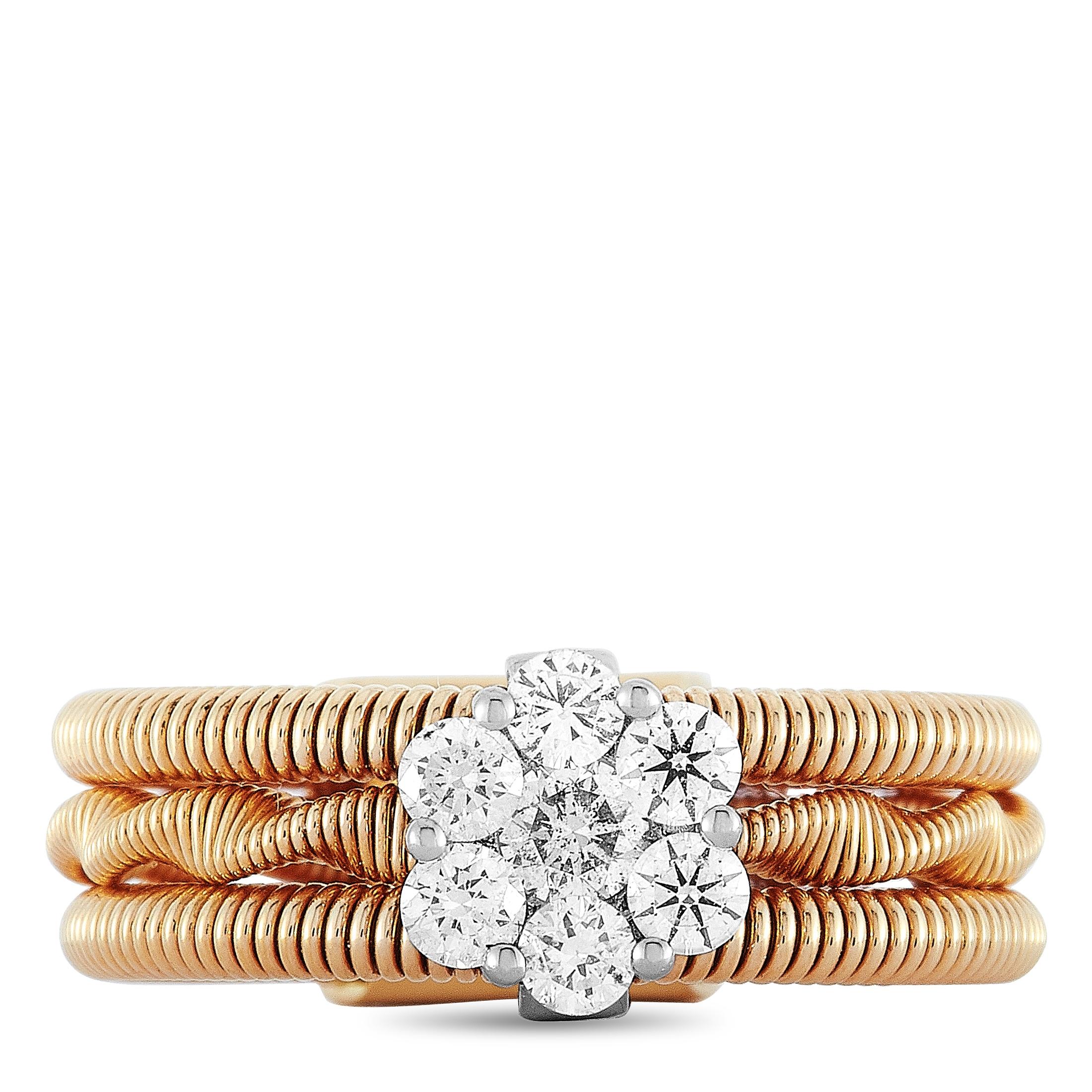 Women's or Men's Oro Trend 18 Karat Rose and White Gold 0.50 Carat Diamond Ring