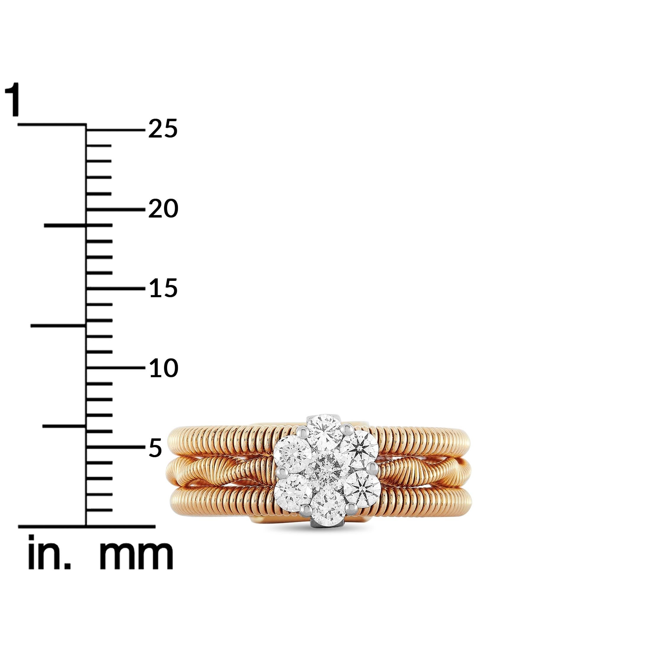 Oro Trend 18 Karat Rose and White Gold 0.50 Carat Diamond Ring 2