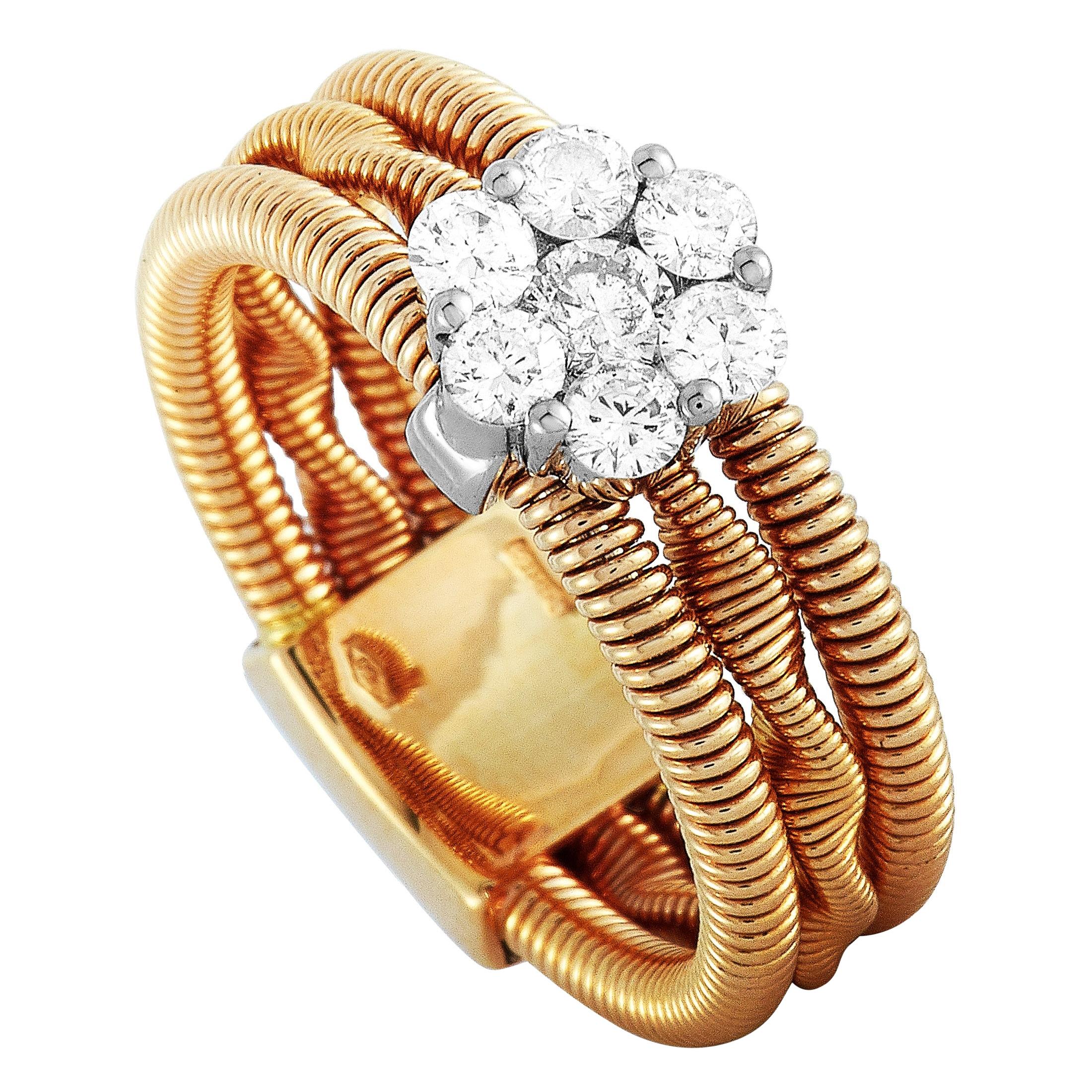 Oro Trend 18 Karat Rose and White Gold 0.50 Carat Diamond Ring