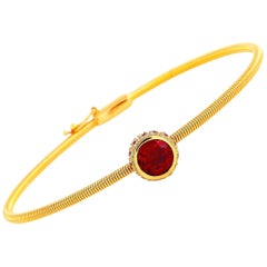 Oro Trend 18 Karat Rose Gold 0.15 Carat Diamond, Garnet and Ruby Bangle Bracelet