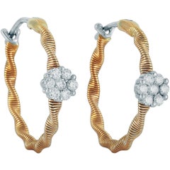 Oro Trend 18 Karat Rose Gold 0.34 Carat Diamond Hoop Earrings