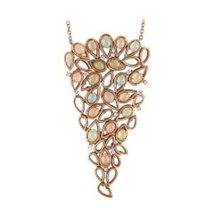 Oro Trend 18 Karat Rose Gold 0.93 Carat Diamond and Moonstone Necklace