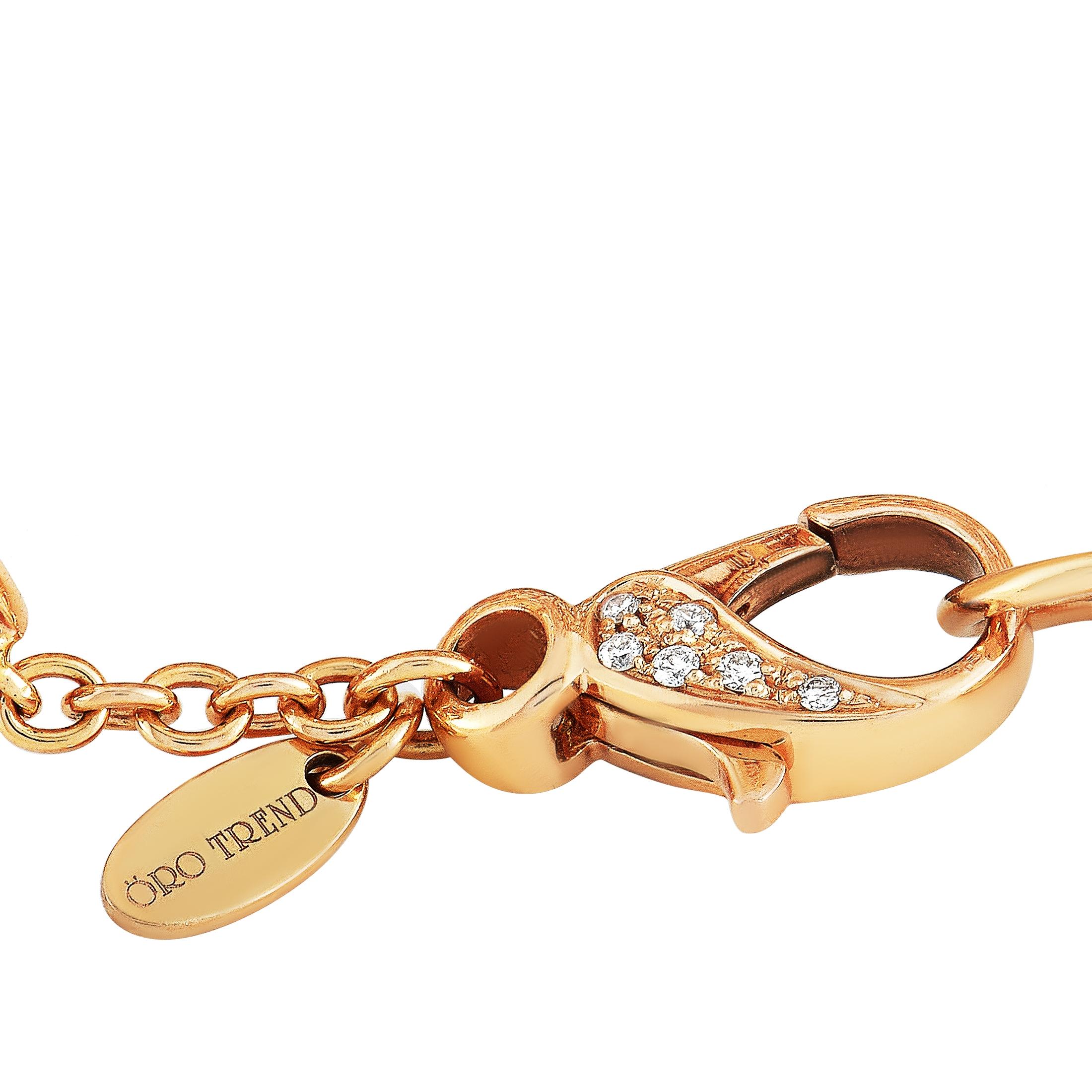 Oro Trend 18 Karat Rose Gold 1.51 Carat Diamond and Moonstone Bracelet In New Condition In Southampton, PA
