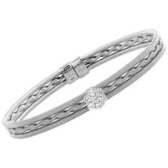 Oro Trend 18 Karat White Gold 0.50 Carat Diamond Bangle Bracelet